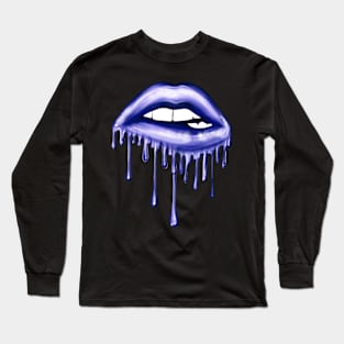 Metallic Dripping Indaco Lips Long Sleeve T-Shirt